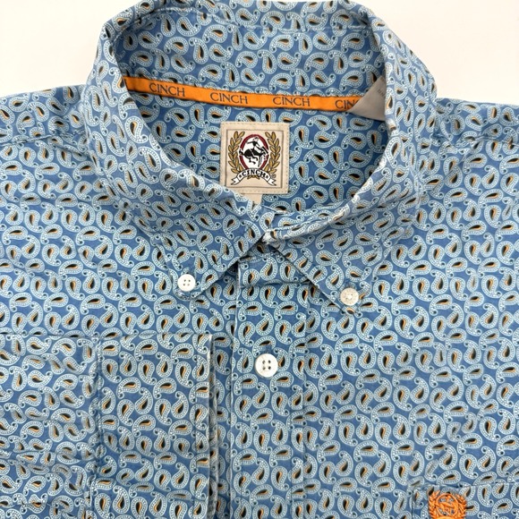 Cinch Other - Cinch Men's Western Paisley M Cowboy Blue Cotton Rodeo Button Down Long Sleeve
